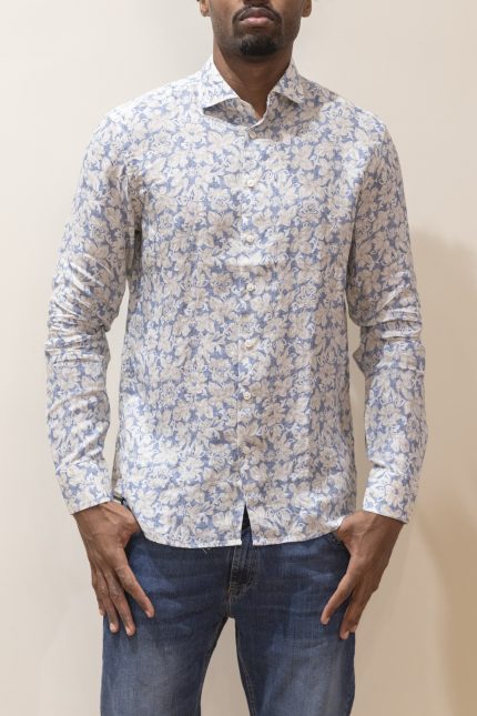 CAMICIA IN LINO 100% CON FANTASIA FLOREALE